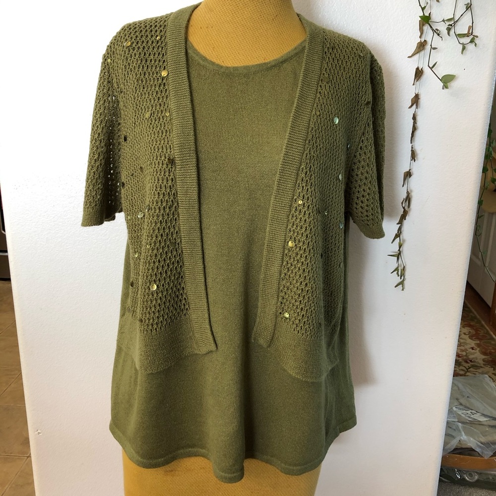 Sag Harbor green Sweater jumper blouse. Size L